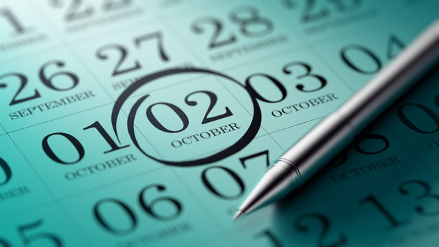 October 02 written on a calendar to remind you an important appo