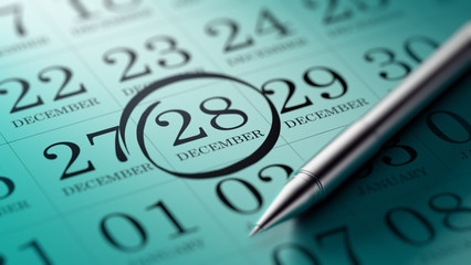 December 28 written on a calendar to remind you an important app
