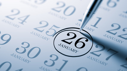 January 26 written on a calendar to remind you an important appo