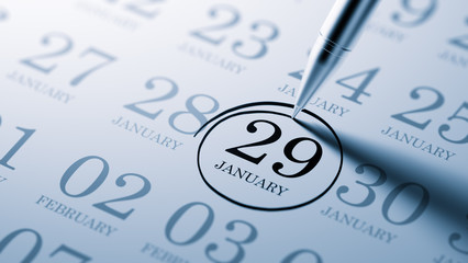 January 29 written on a calendar to remind you an important appo