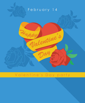 Valentines Day flat design poster template