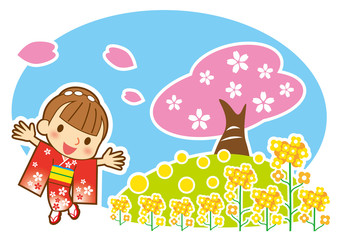 桜と菜の花と大和撫子