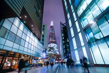 Printed roller blinds City building Business office building in London, England