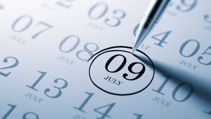 July 09 written on a calendar to remind you an important appoint