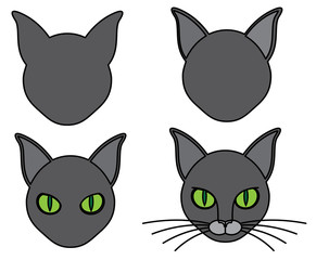 cat steps how to drawing