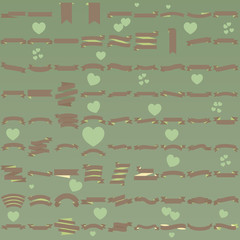 Color ribbon banner collection and heart icon