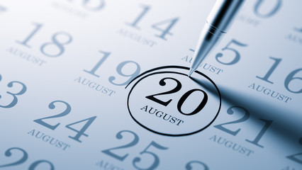 August 20 written on a calendar to remind you an important appoi