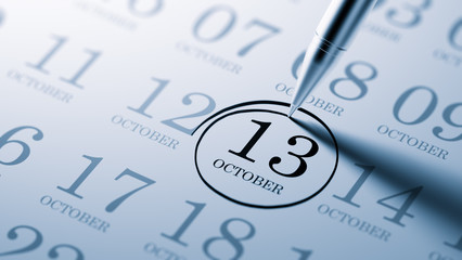 October 13 written on a calendar to remind you an important appo