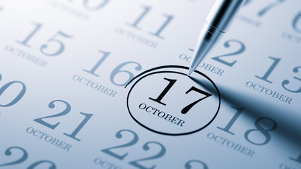 October 17 written on a calendar to remind you an important appo