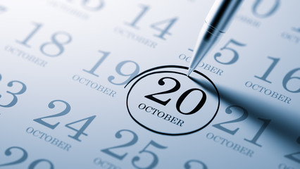 October 20 written on a calendar to remind you an important appo