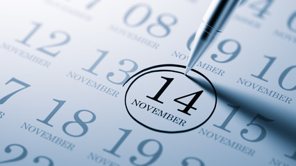 November 14 written on a calendar to remind you an important app