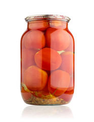 Glass jar of canned tomatoes