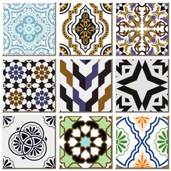 Vintage retro ceramic tile pattern set collection 015
