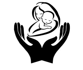 контурная иллюстрация, рождение малыша, материнство, забота, логотип