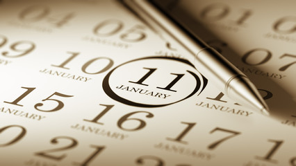 January 11 written on a calendar to remind you an important appo