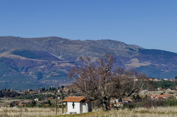Fototapeta na wymiar Panoramic view of villages Plana in the mountain Plana by Vitosha, Bulgaria