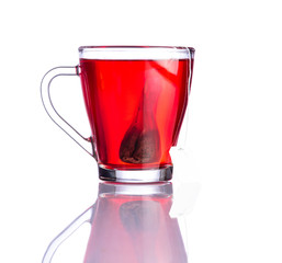 Red Tea and Bag Isolated on White Background