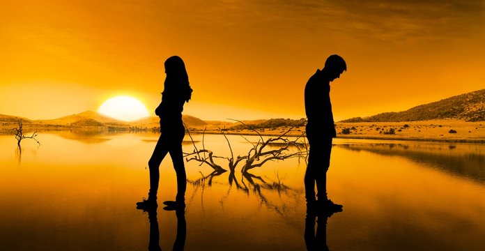 Upset couple not talking to each other after argument