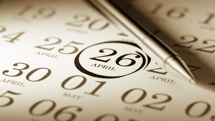 April 26 written on a calendar to remind you an important appoin