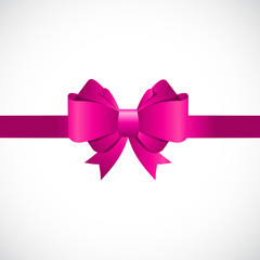 Gift Card with Pink Bow and Ribbon Vector Illustration