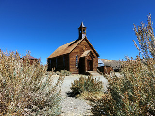 Abandoned wooden church in Bodie, California
