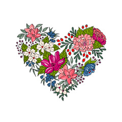 Vector colorful floral heart for Valentines Day