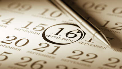 September 16 written on a calendar to remind you an important ap