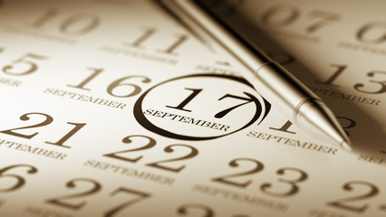 September 17 written on a calendar to remind you an important ap