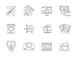 Set of love events line vector icons