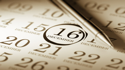 December 16 written on a calendar to remind you an important app
