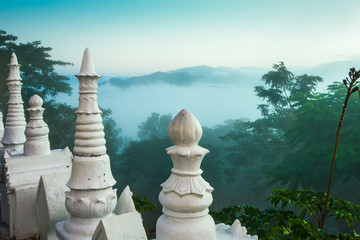 View of cloud inversion over Yuam River valley ,Mae Hong Song, from Wat Phra That Doi Kong Mu