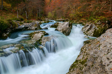 Fototapeta na wymiar Amazing river in the mountains, Mostnica Korita, Julia alps
