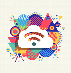 Cloud computing icon vibrant colors illustration