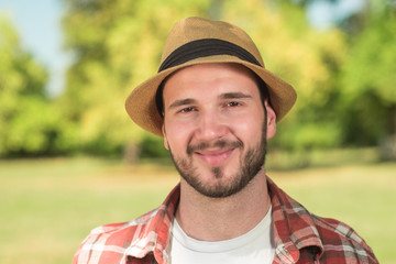 portrait of a trendy young man in the nature