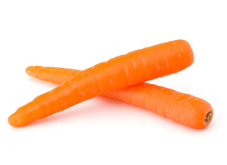 Sweet raw carrot tuber isolated on white background cutout