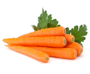 Sweet raw carrot tuber isolated on white background cutout
