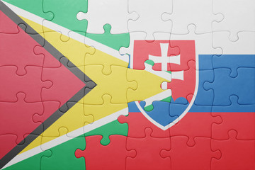 puzzle with the national flag of slovakia and guyana