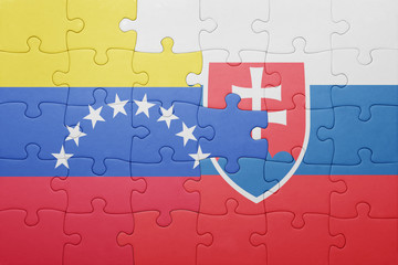 puzzle with the national flag of slovakia and venezuela