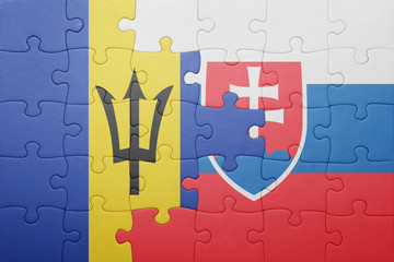 puzzle with the national flag of slovakia and barbados