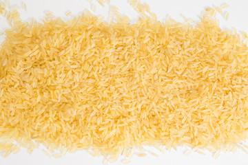 Rice in a wooden bowl isolated