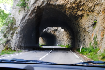 MONTENEGRO - JUNE 2012. Journey through numerous tunnels north of the country