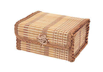 Isolated on white straw casket  for storage of female accessorie
