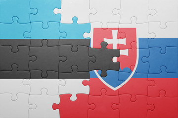 puzzle with the national flag of slovakia and estonia