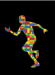 human body - running man - seamless vector pattern of plastic parts