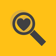 Search heart icon. Search love symbol