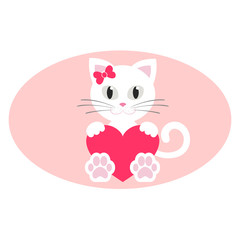 romantic kitty white with heart