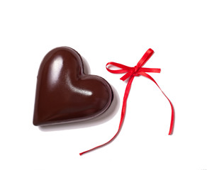 chocolate heart and red riibbon