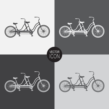 Retro tandem bicycle vector icon.