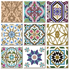 Tuinposter Marokkaanse tegels Vintage retro keramische tegel patroon set collectie 026