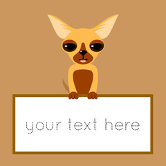 Flat vector image of Chihuahua with a banner